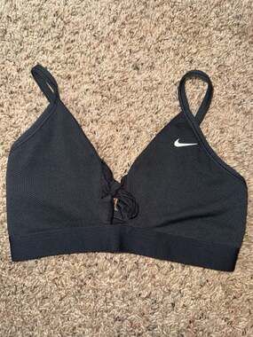 Nike Dri-FIT Women's Tie-Front Sports Bra Black Size S